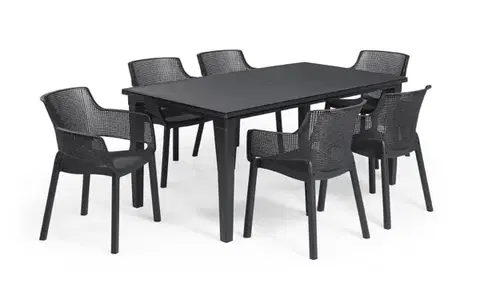 Záhradné plastové zostavy Elvisia Záhradný set CALLIE 6 + 1 | grafit