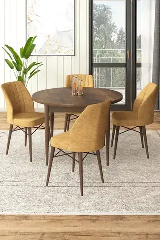 Jedálenské sety Dining Table & Chairs Set (5 Pieces) Rox - Baroque, Cappuccino