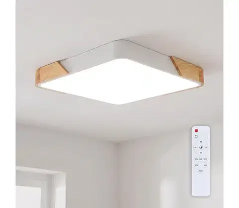 Svietidlá BRILAGI - stmievateľné LED svietidlo PILANA LED/48W/230V dub/biela 42x42 cm + diaľkový ovládač WO800-OEM27-40