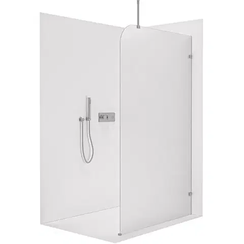 Sprchové dvere CERANO - Sprchová zástena Walk-in Orbis Top Round - Pravá - 8 mm - guľatá vzpera - chróm, mliečne sklo - 110x200 CER-999967