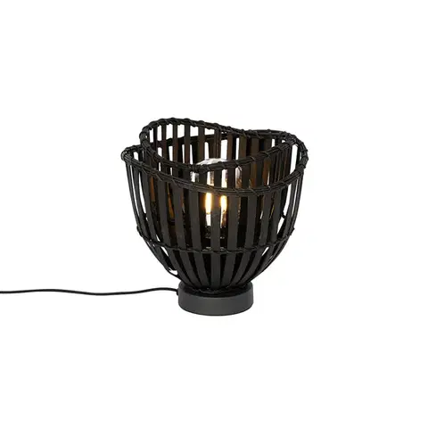 Stolné lampy Orientálna stolná lampa čierna bambus - Pua