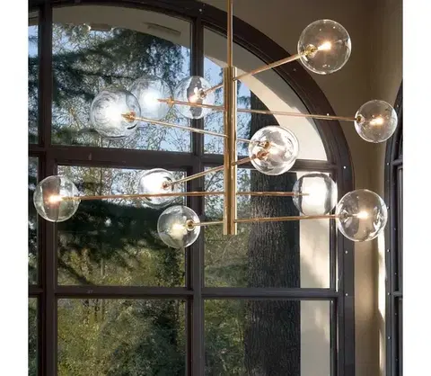 Svietidlá Ideal Lux - LED Luster na tyči EQUINOXE 12xG4/2W/230V pr. 124 cm mosadz/číra 200125