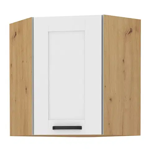 Kuchynské horné skrinky KONDELA Lula 58x58 GN-72 1F horná rohová kuchynská skrinka biela / dub artisan