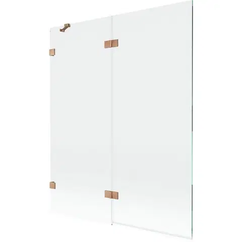 Sprchové dvere MEXEN/S - Lunar vaňová zástena 2-krídlová ľavá 140 x 150, transparent, meď kartáčovaná 897-140-100-65-00-L