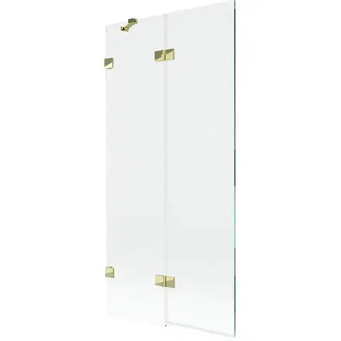 Sprchové dvere MEXEN/S - Lunar vaňová zástena 2-krídlová ľavá 90 x 150, transparent, zlatá 897-090-100-50-00-L