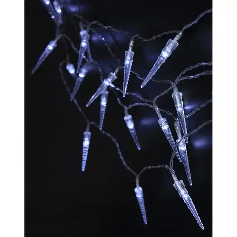 Vianočné dekorácie Solight Svetelná vonkajšia reťaz s 50 LED akrylátovými cencúľmi, 7,5 m