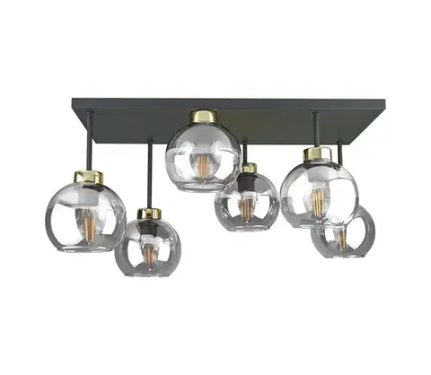 Svietidlá Keter Lighting Prisadený luster NESSA 6xE27/60W/230V čierna/zlatá/číra 2929