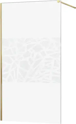 Sprchové dvere MEXEN/S - KIOTO Sprchová zástena WALK-IN 70x200 cm 8 mm, zlatá, biely vzor 800-070-101-50-85