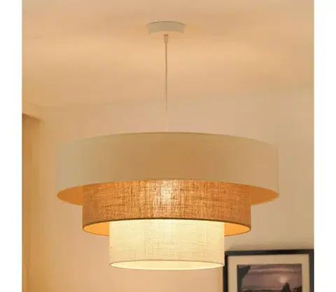 Svietidlá BRILAGI -Luster na lanku DENVER LUNETA 1xE27/15W/230V pr. 60 béžová/hnedá/krémová 608015