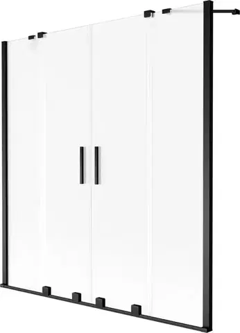 Sprchové dvere MEXEN/S - Velar Duo dvojkrídlová posuvná vaňová zástena 150 x 150, dekor, čierna 896-150-000-32-70