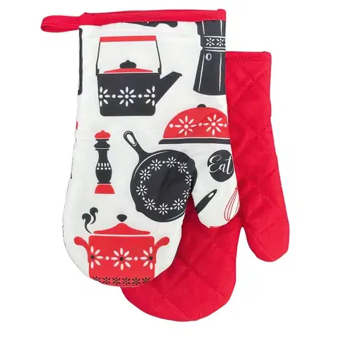 Chňapky MAKRO - Chňapka s magnetom Kitchen II .2ks, červená hrnce