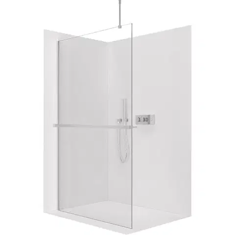 Držadlá k vani CERANO - Sprchová zástěna Walk-in Onyx Top Round L/P - 8 mm - kulatá vzpěra + polička/držák na ručníky - chrom, transparentní sklo - 50x200  CER-8050BD1740