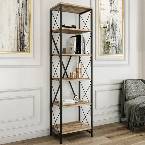 Regály CALIN policový regál, borovica/čierna