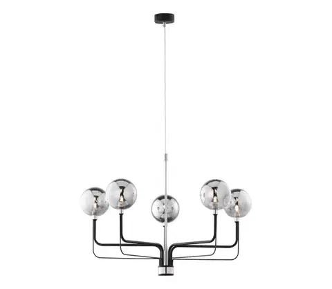 Svietidlá Jupiter 1888 - Luster na lanku ERIS 5xG9/14W/230V matný chróm/čierna/dymová sivá 1888