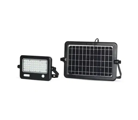 LED osvetlenie  LED Stmievateľný solárny reflektor so senzorom LED/10W/3,7V 4000K IP65 + USB port 8674