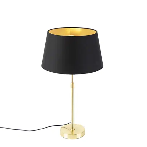 Stolné lampy Stolná lampa zlatá/mosadzná s tienidlom čiernym so zlatom 32 cm - Parte