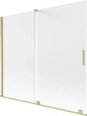 Sprchové dvere MEXEN/S - Velar dvojkrídlová posuvná vaňová zástena 180 x 150, dekor, zlatá kartáčovaná 896-180-000-31-55