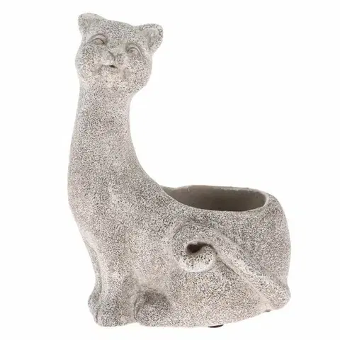 Kvetináče a truhlíky Betónový kvetináč Mačka, sivá, 16,5 x 22 x 13,5 cm
