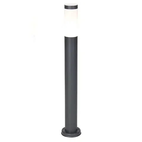 Zahradne stlpove lampy Antracitovo šedý stĺpikový svietidlo 80 cm IP44 opál - Rox