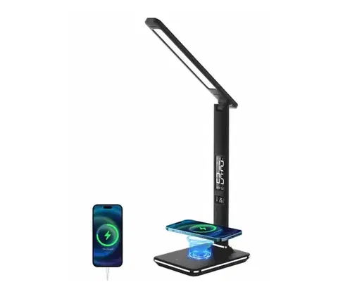 Lampy  08965L-LED Stmievateľná lampa s bezdr. nabíjaním KINGFISHER 8,5W/230V čierna 08965L