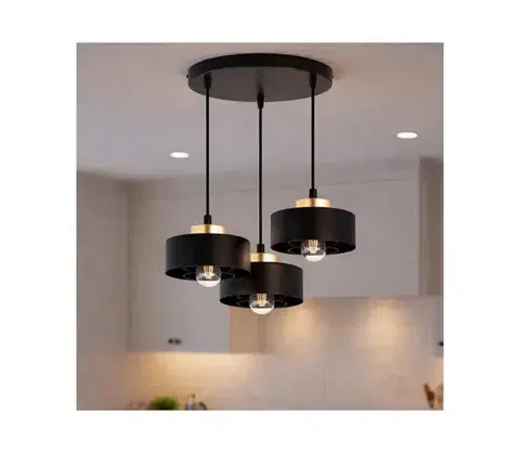 Svietidlá BRILAGI - Luster na lanku SPRING 3xE27/60W/230V čierna/zlatá 77-004B