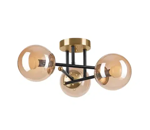 Svietidlá  Prisadený luster MALENA 3xE14/5W/230V zlatá/čierna/dymová béžová LM-3.220