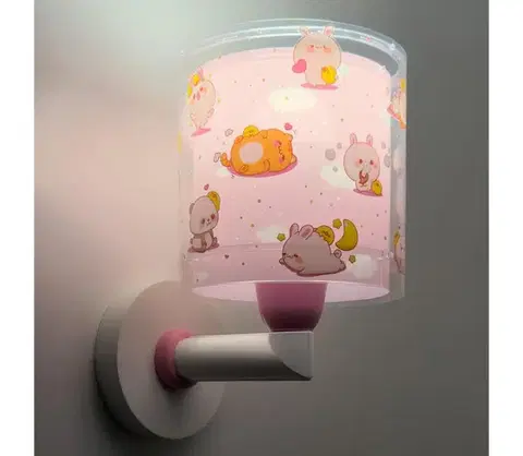 Svietidlá Dalber 41769S - Detská nástenná lampa KAWAII FRIENDS 1xE27/15W/230V ružová 41769S