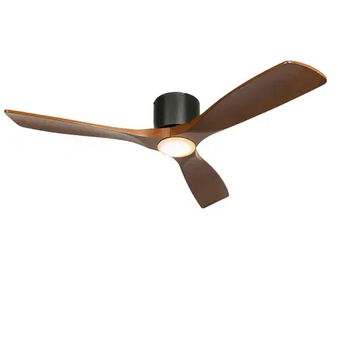 Stropné ventilátory Stropný ventilátor čierny s drevom 131,5 cm vrátane LED stmievateľný s diaľkovým ovládaním - Jerri