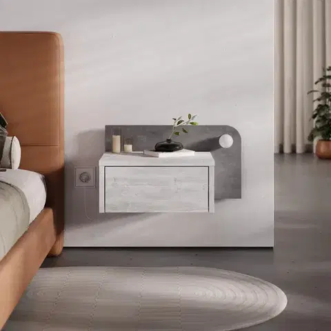 Nočné stolíky GREY závesný nočný stolík, antická biela/retro šedá