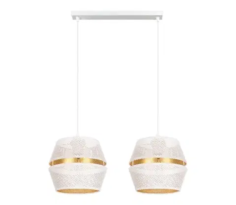 Svietidlá HEXE Luster na lanku PARIS 2xE27/60W/230V biela/zlatá 0077