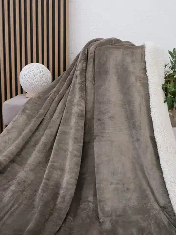 Deky MKLozkoviny.sk Baránková deka mikroplyš Exclusive 220 × 200 cm – Laura sivohnedá