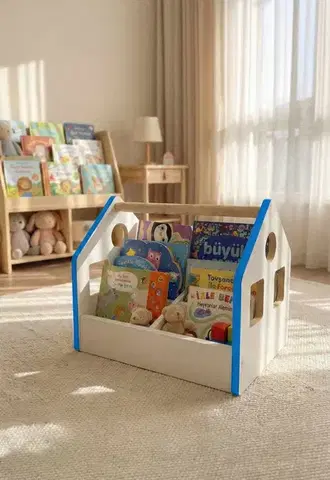 Regály BUDDY detský regál na knižky, modrá/biela