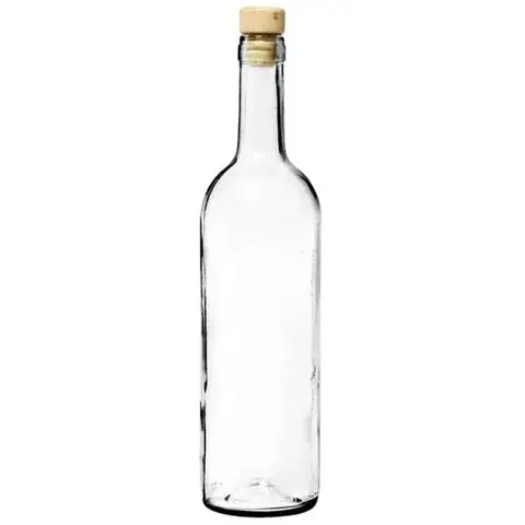 Shakery Kinekus Fľaša na víno Bordo, objem 0,75l, bezfarebná VE, balená