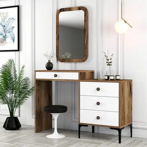 Toaletné Toaletný stolík Lizbon 544 - Walnut, White