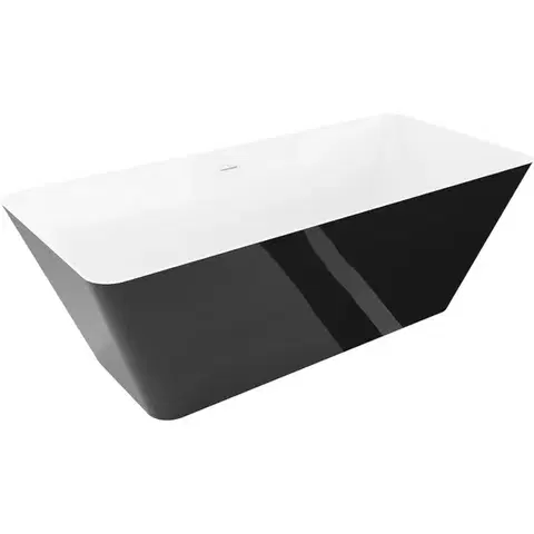 Vane MEXEN/S - Velo Slim voľne stojaca vaňa 170 x 75, biela/čierna, sifón a prepad biela 52811707575-20