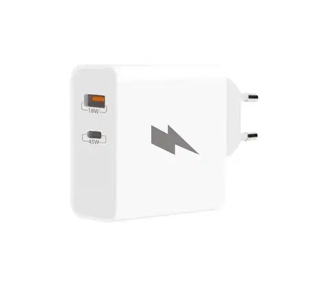 Predlžovacie káble Winner Group - Rychlonabíjací adaptér 1xUSB-C + 1xUSB-A Power Delivery 45W biela WINSIT45WBZW