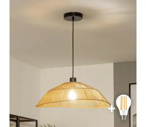 Svietidlá BRILAGI - LED závesný luster na lanku CERIA BOHO 1xE27/40W/230V priemer 50 cm hnedý BG3987+EG781097