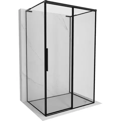 Sprchovacie kúty MEXEN/S - Rox-3S L sprchový kút 3 stenný, posuvný pravá 130 x 70, čierna okraj, čierna 8C2L-130-070-70-70-3S-P