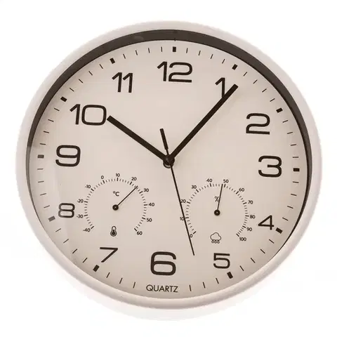 Hodiny Nástenné hodiny s teplomerom a vlhkomerom 25 cm