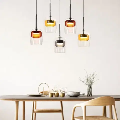 Stropná svetla Lampa wisząca Glaxi szklane kolorowe klosze 5xGX53 nad stół do salonu i jadalni