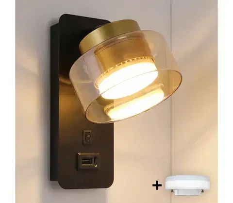 Svietidlá BRILAGI - LED Nástenné svietidlo s USB portom AURA LUX 1xGX53/30W/230V čierna/zlatá WO-OEM-CF-13-GLD