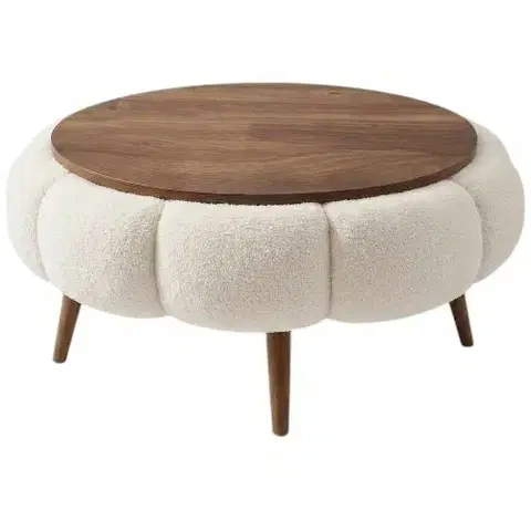 Konferenčné stolíky Čalúnený odkladací stolík Daisy 60 White Walnut