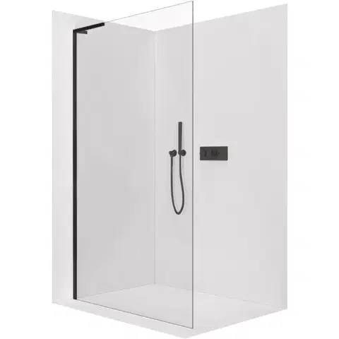 Sprchové dvere CERANO - Sprchová zástena Walk-in Onyx L-ľavá vzpera - 8 mm - čierna matná, transparentné sklo - 50x200 CER-8050BD787