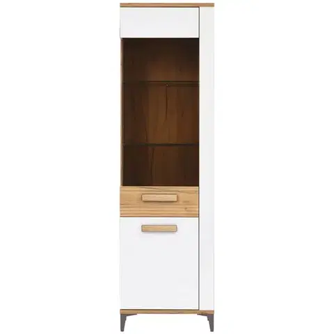 Vitríny a regály do obývačky Vitrína L Snobi Sb08 Dub Craft/Alpská biela