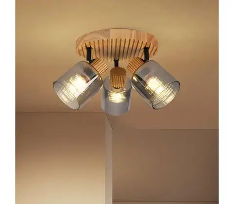 Svietidlá BRILAGI - Bodové svietidlo HYGGE 3xE14/15W/230V drevo/dymové BRI405