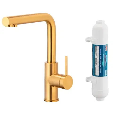 Drezové batérie stojankové Drezová batéria Duero Pure Basic Brushed Gold s filtráciou vody