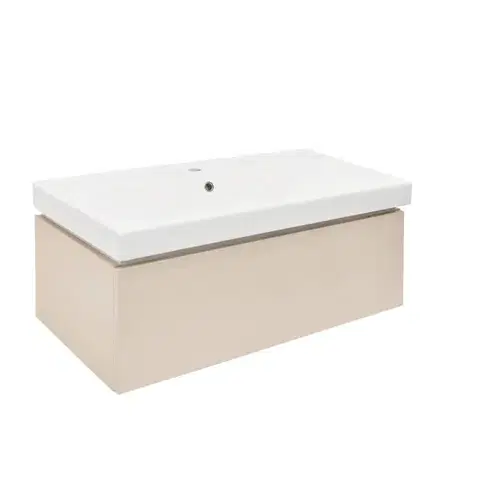 Kúpeľňový nábytok Kúpeľňová skrinka s umývadlom SAT Feel 100x30x46 cm pieskovo béžová mat SATFEEL100BEU1 SATFEEL100BEU1