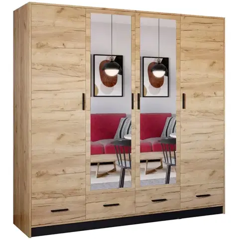Šatníkové skrine Skriňa Sophie 200 craft/čierna
