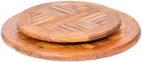 Príslušenstvo z teaku DEOKORK Teakový otočný stolík SERVITORE Ø 45 × 3 cm