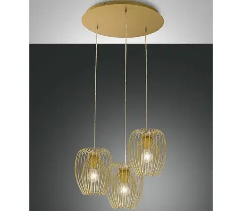 Svietidlá Fabas Luce 3677-47-225 - Luster na lanku CAMP 3xE27/40W/230V zlatá 3677-47-225